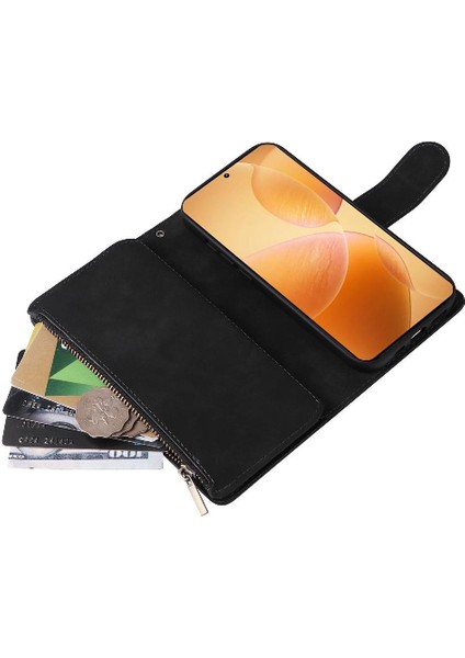 IPhone 13 Pro Fermuarlı Cep Kılıfı ile Uyumlu 9 Kart Tutucu Bilek Kayışı (Yurt Dışından)