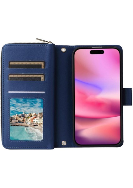 IPhone 12 Cüzdan Kılıf Manyetik Kapatma 9 Kart Tutucu ile Uyumlu (Yurt Dışından)