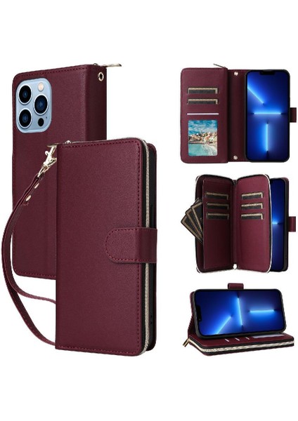 IPhone 13 Pro Max Cüzdan Kılıf 9 Kart Tutucu Crossbody ile Uyumlu ve (Yurt Dışından)
