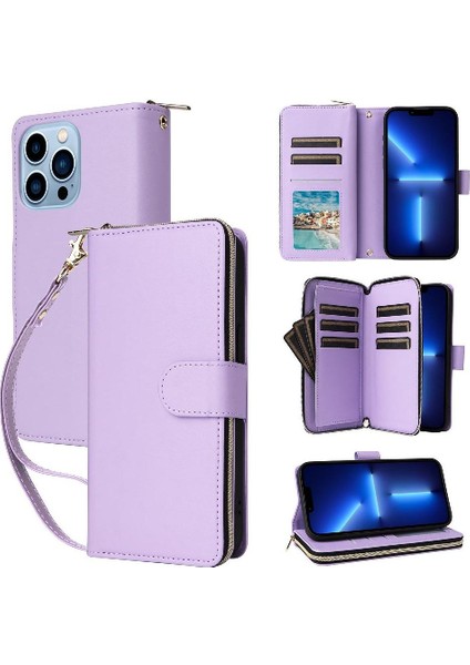 IPhone 13 Pro Max Cüzdan Kılıf 9 Kart Tutucu Crossbody ile Uyumlu ve (Yurt Dışından)