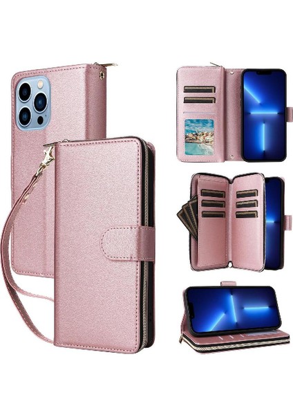 IPhone 13 Pro Max Cüzdan Kılıf 9 Kart Tutucu Crossbody ile Uyumlu ve (Yurt Dışından)