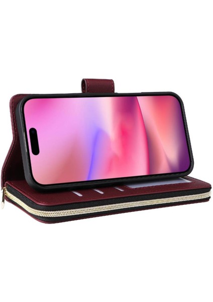 IPhone 16 Pro Max Cüzdan Kılıf Pu Deri 9 Kart Tutucu ile Uyumlu ve (Yurt Dışından)