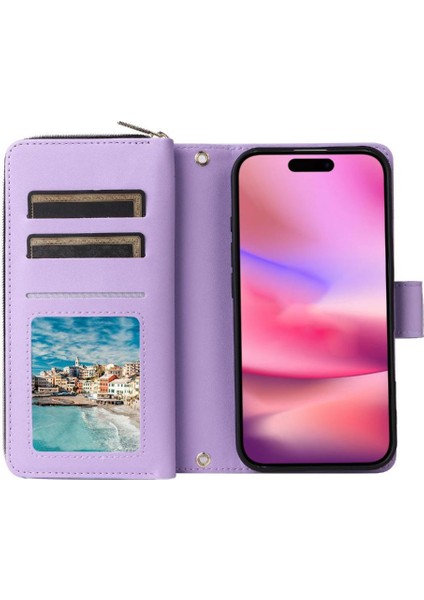 IPhone 16 Pro Max Cüzdan Kılıf Pu Deri 9 Kart Tutucu ile Uyumlu ve (Yurt Dışından)