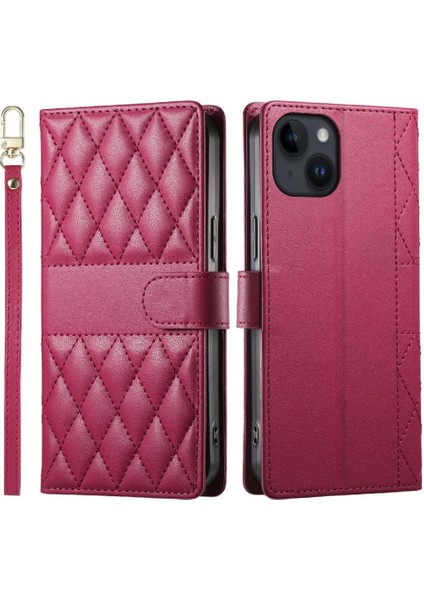 IPhone 14 Plus Vaka Zarif Deri Çanta Çift Sapanlar ile Uyumlu (Yurt Dışından)