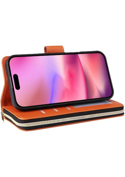 IPhone 15 Pro Cüzdan Kılıf Bilek Kayışı 9 Kart Tutucu Pu ile Uyumlu (Yurt Dışından)
