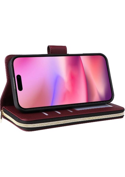 IPhone 14 Plus Cüzdan Kılıf 9 Kart Tutucu Manyetik Kapatma ile Uyumlu (Yurt Dışından)