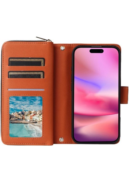 IPhone 14 Plus Cüzdan Kılıf 9 Kart Tutucu Manyetik Kapatma ile Uyumlu (Yurt Dışından)