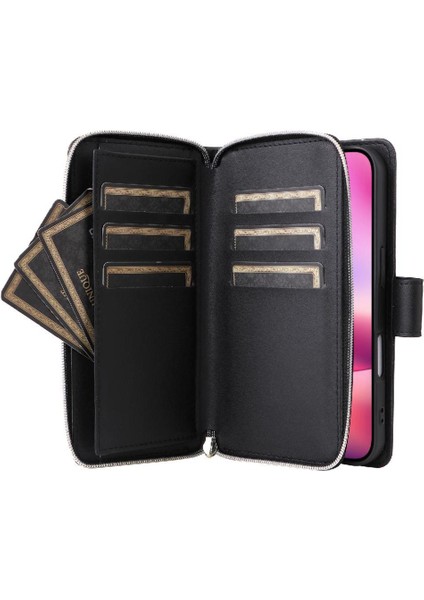 IPhone 14 Pro Cüzdan Kılıf Crossbody ve Bilek Kayışı Pu 9 ile Uyumlu (Yurt Dışından)