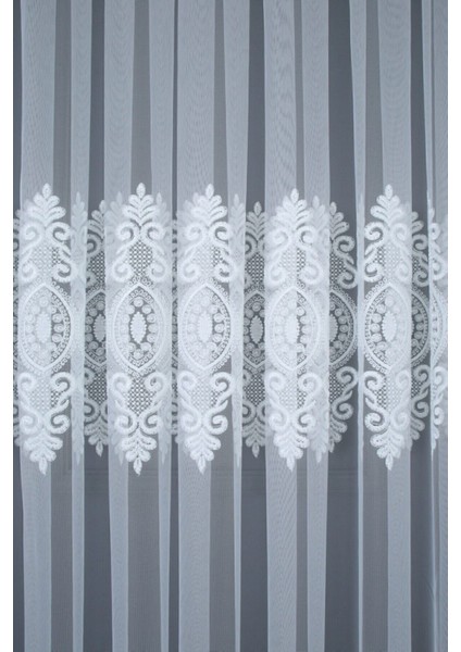 Tül Perde Desenli Nakışlı Işlemeli Güpürlü Ekru Kırık Beyaz Üst Kalite Kırışmaz Salon Sık Pile