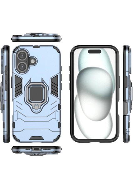 IPhone 16 Askeri Damla Koruma Kılıf Kickstand 360&DEG; Dönen Halka (Yurt Dışından)