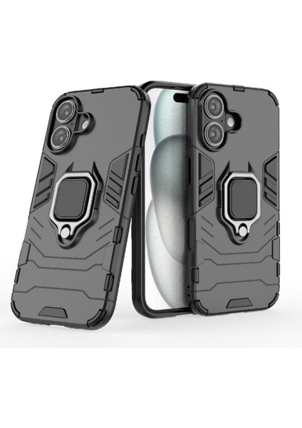 IPhone 16 Askeri Damla Koruma Kılıf Kickstand 360&DEG; Dönen Halka (Yurt Dışından)