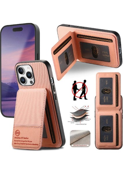 IPhone 15 Pro Max Kılıf Rfıd Engelleme Deri Çanta Cüzdan ile Uyumlu (Yurt Dışından)