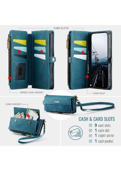 Kart Yuvaları ile IPhone 16 Pro Pu Deri Ayrılabilir Stra Cüzdan Kılıf (Yurt Dışından) modelleri