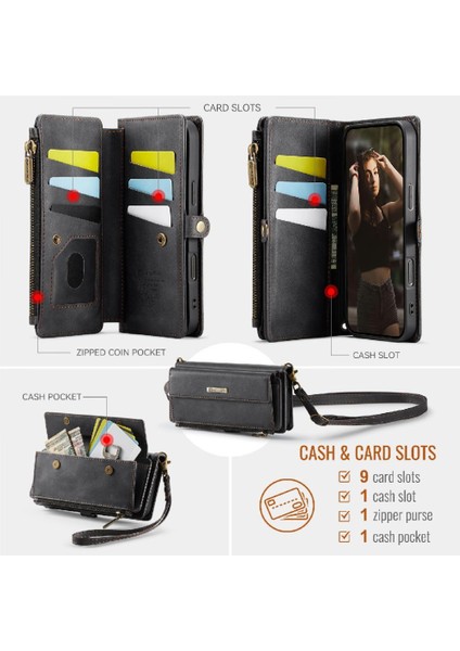 Kart ile IPhone 14 Pro Max Pu Deri Ayrılabilir Stra Cüzdan Kılıf (Yurt Dışından) modelleri