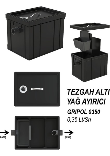 GRIPOL-0350 0,35 Lt/Sn Tezgah Altı Yağ Ayırıcı fırsatları