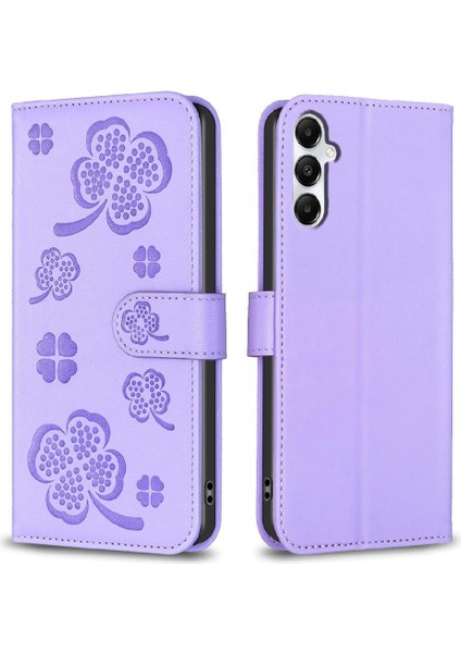 Samsung Galaxy A56 5g Pu Deri Cüzdan Yonca Çiçek Kartı Flip Case (Yurt Dışından)