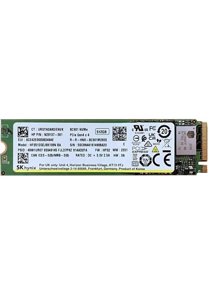 BC901 512GB 3400/2900 Mb/s GEN4X4 M.2 2280 SSD