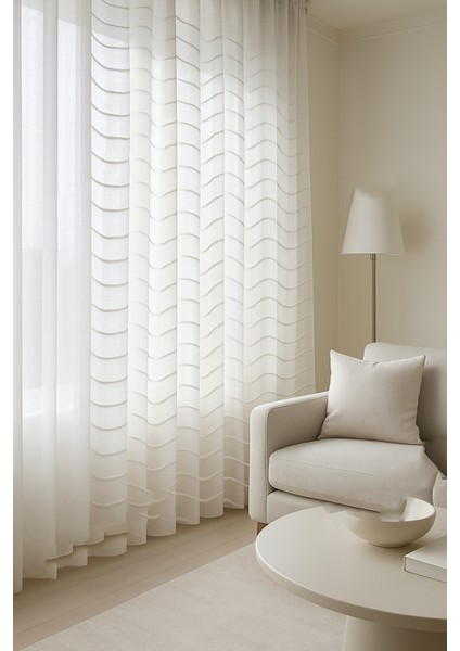 Belenay Tül Perde, Ekru Kırık Beyaz, Sık Pile , Saçak, Puf, Püsküllü, Zikzak Desenli Dalgalı fiyatları