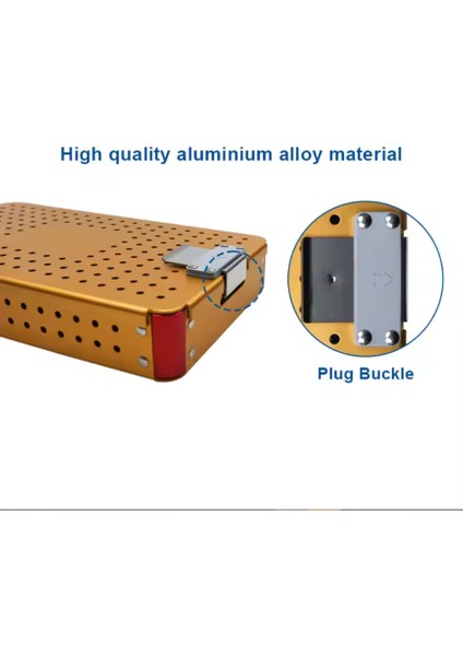 Çift Kat Altın Alüminyum Sterilizasyon Konteyner 26.4X15.3X4.2 cm Cerrahi Alet Taşıma Eğitim Materyali modelleri
