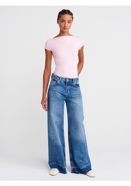 31855 Kayık Yaka T-Shirt-Açık Pembe fırsatları