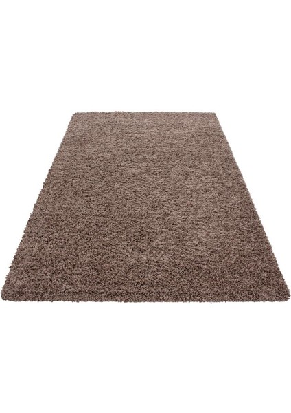 Yüksek Tüylü 30 mm Hav Yüksekliğinde Düz Mokka Açık Kahverengi Renkli Shaggy Halı indirimleri