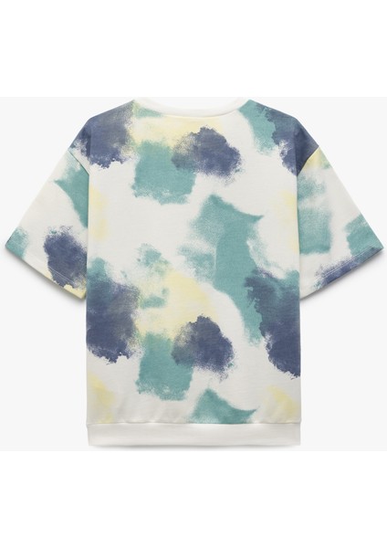 Yeni Sezon Desenli Kısa Kollu Bisiklet Yaka Sweatshirt fiyatları