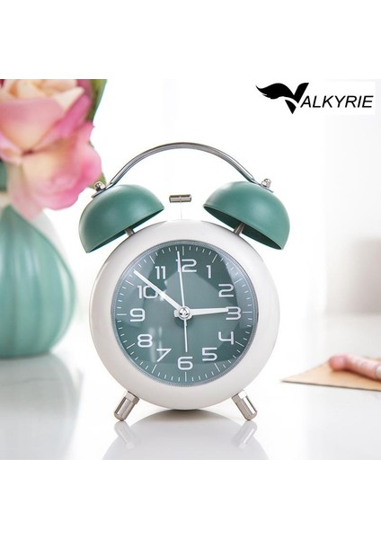 Akar Saniyeli Analog Yüksek Sesli Şirin Masa Saati Alarmlı Işıklı Dakik Çift Çanlı Yeşil