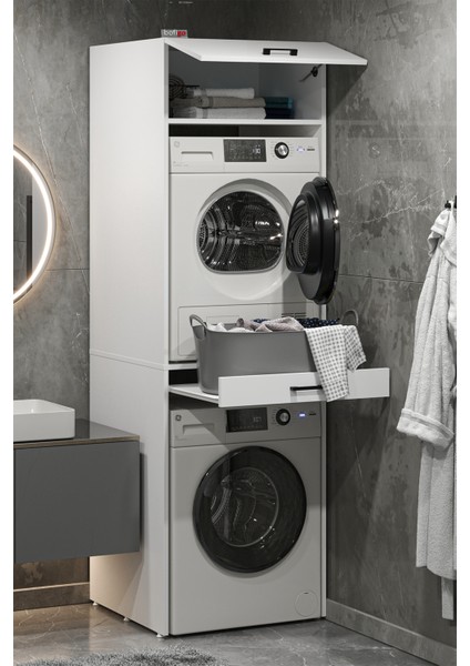 Çamaşır Makinesi Dolabı Kurutma Makinesi Dolabı Banyo Dolabı Irmak Beyaz fiyatları