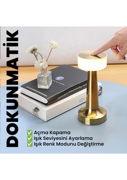 Ayarlanabilir LED Işıklı Dokunmatik Şarjlı Dekoratif Modern Masa Lambası