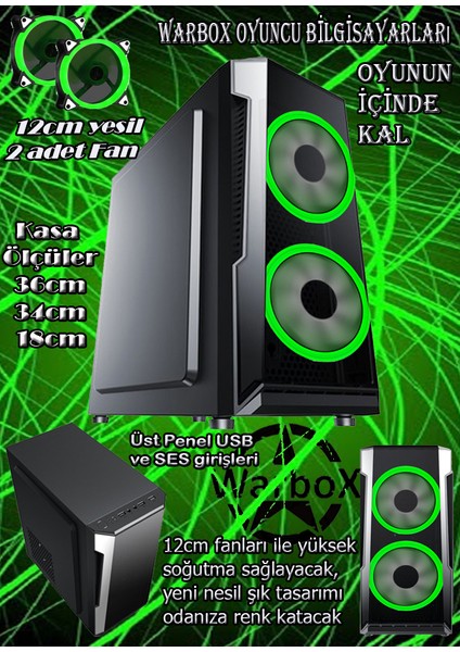 Woop I7 TURBO:3.46GHZ 16GB Ram 240GB SSD 250GB HDD R7 240-4GB E.kartı 20" Monitör Gaming Pc fiyatları
