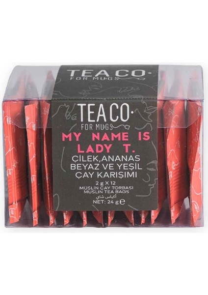 Tea Co My Name İs Lady - Çilek ve Ananaslı Beyaz Çay 2 gr x 12 Adet
