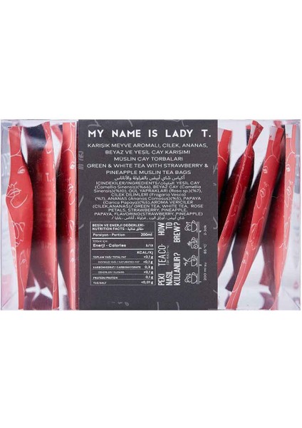 Tea Co My Name İs Lady - Çilek ve Ananaslı Beyaz Çay 2 gr x 12 Adet modelleri