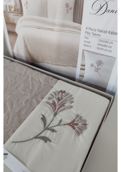 Tivoli Çift Kişilik Jakarlı Pike Takımı-4 Parça Yatak ÖRTÜSÜ-220X240 Cm-Kayısı indirimleri