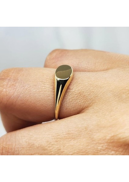 Minimal Tasarım Oval Şövalye 925 Ayar Gümüş Yüzük