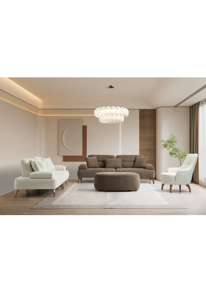 Riva Ahşap Ayaklı 3+3+1 Koltuk Takımı