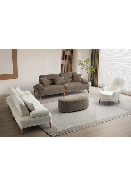 Riva Ahşap Ayaklı 3+3+1 Koltuk Takımı