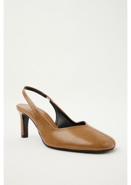 Topuklu 2503 - Dikiş Detaylı Arkası Açık Karamel Kadın Topuklu indirimleri