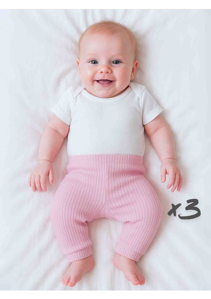 Kız Erkek Bebek Unisex Patiksiz Pijama Altı 3lü Set