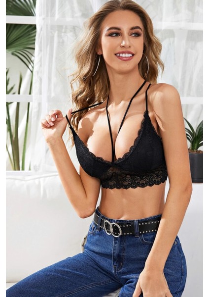 Kadın Siyah Dantel Büstiyer