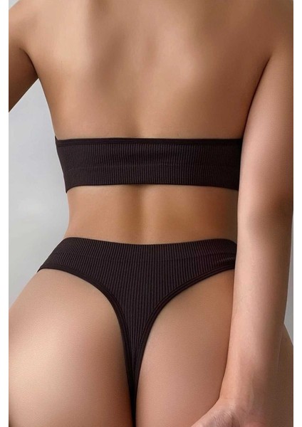 Kadın Kahverengi Seamless Tanga Sütyen Takım fırsatları
