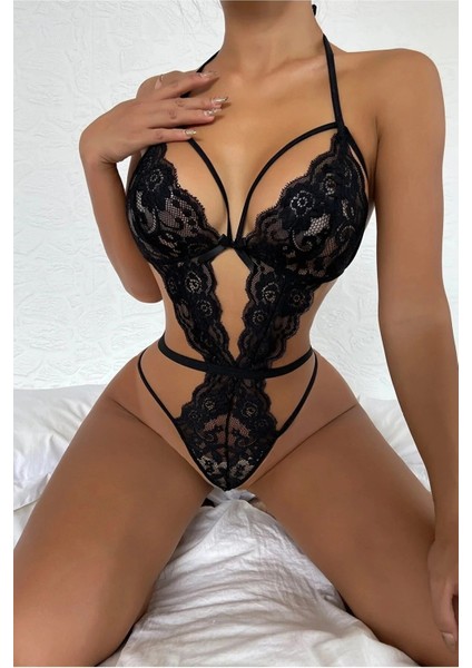 Şık Siyah Dantelli Babydoll Gecelik BRF1297 indirimleri