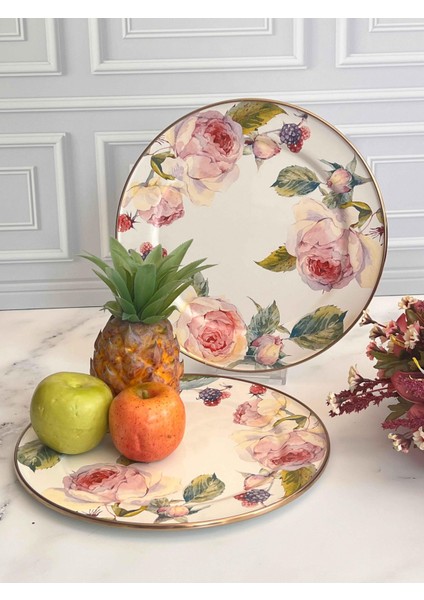 Rose Emaye 2'li Servis Tabağı 30 cm