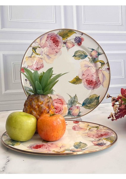 Rose Emaye 2'li Servis Tabağı 30 cm
