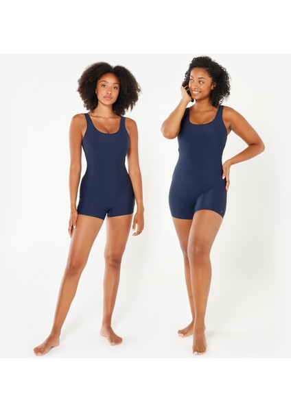 Kadın U Kesim Sırt Detaylı Şortlu Mayo - Lacivert - Dova beden 38 fiyatları