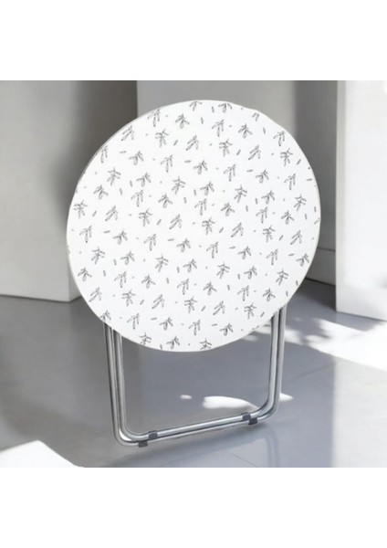 Dijital Baskı Yuvarlak Ahşap Katlanır Masa 60 cm
