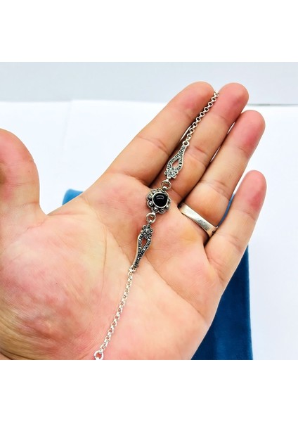 Zirkon Oltu Taşı Işçilikli 925 Ayar Gümüş Bileklik modelleri