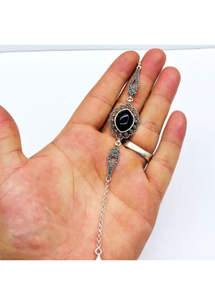 Zirkon Oltu Taşı Işçilikli 925 Ayar Gümüş Bileklik modelleri