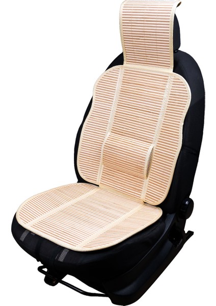 Oto Hasır Bambu Minder Ön Bej Ikili Takım Bel Destekli Terletmez WF-1053-BEJ