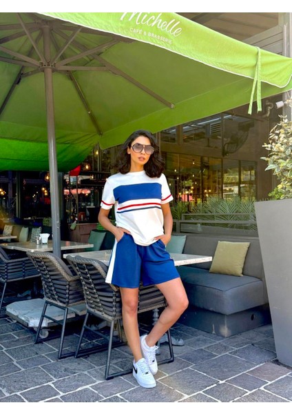 Modal Kumaş Önü Şeritli Şort&tişort Takım