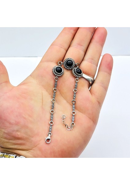 Zirkon Oltu Taşı Işçilikli 925 Ayar Gümüş Bileklik modelleri